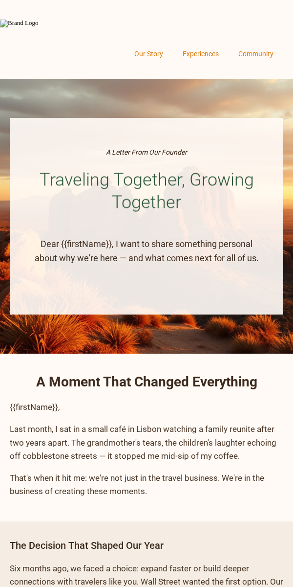 Ceo Letter Email Template for Travel Hospitality