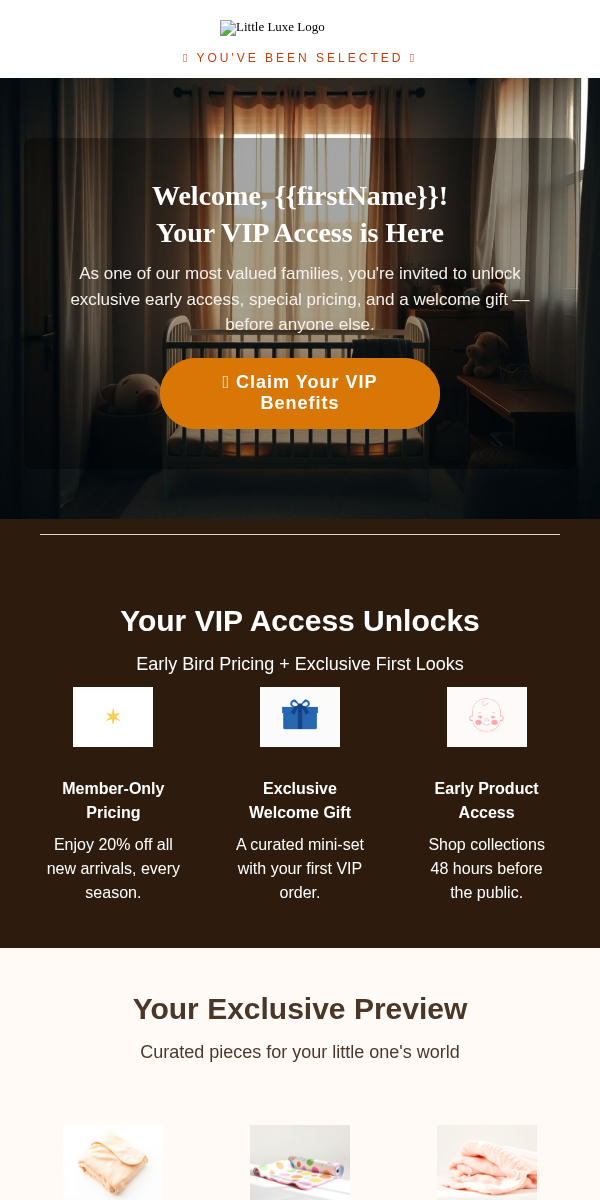 VIP Exclusive Email Template for Baby Kids