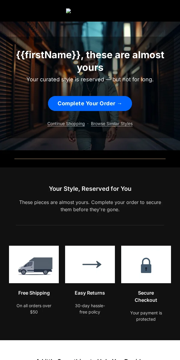 Abandoned Cart Email Template for Apparel Fashion