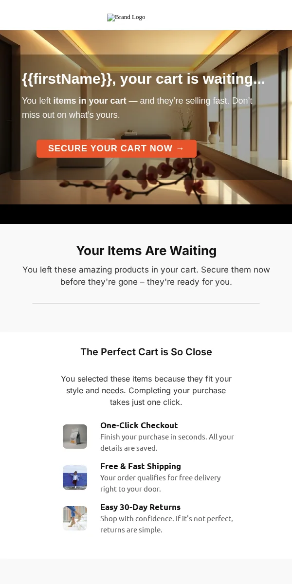 Abandoned Cart Email Template for Ecommerce Retail