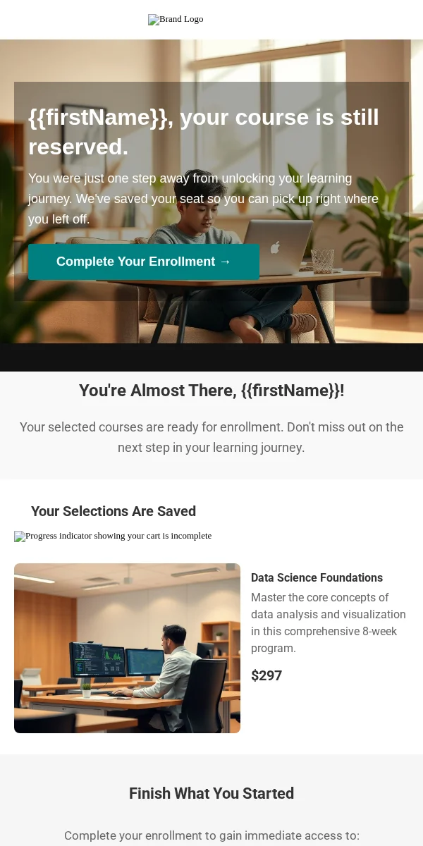 Abandoned Cart Email Template for Education