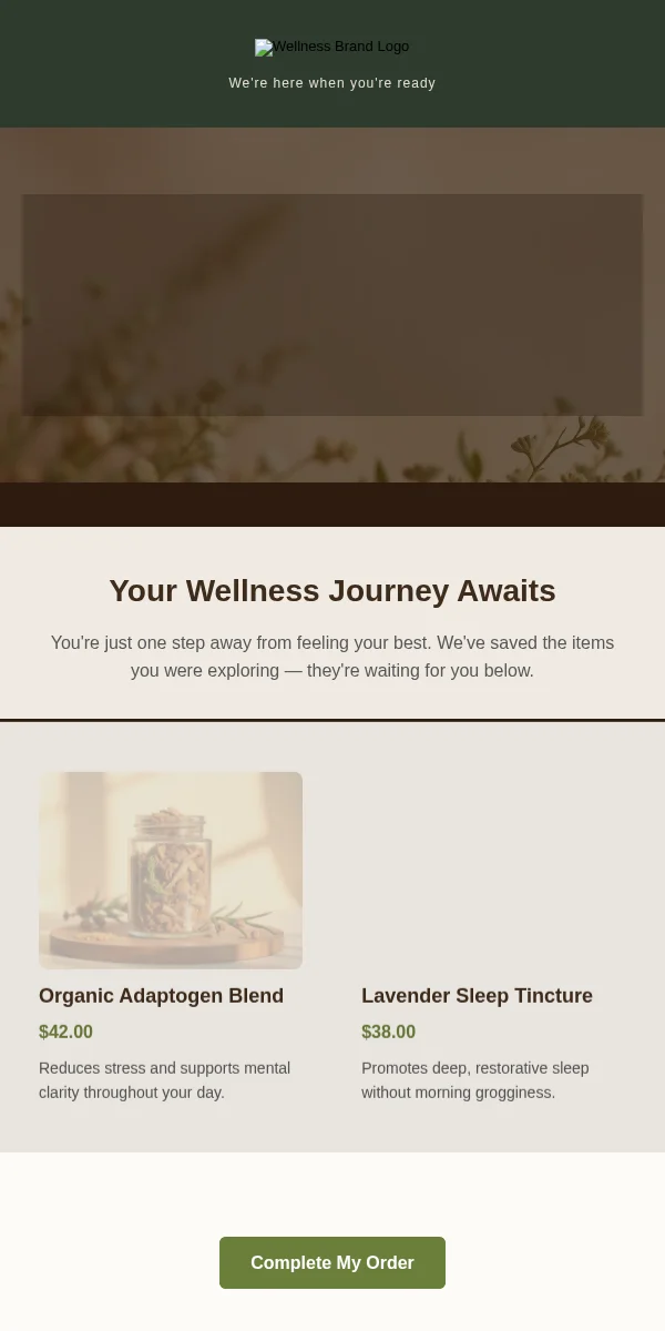 Abandoned Cart Email Template for Health Wellness