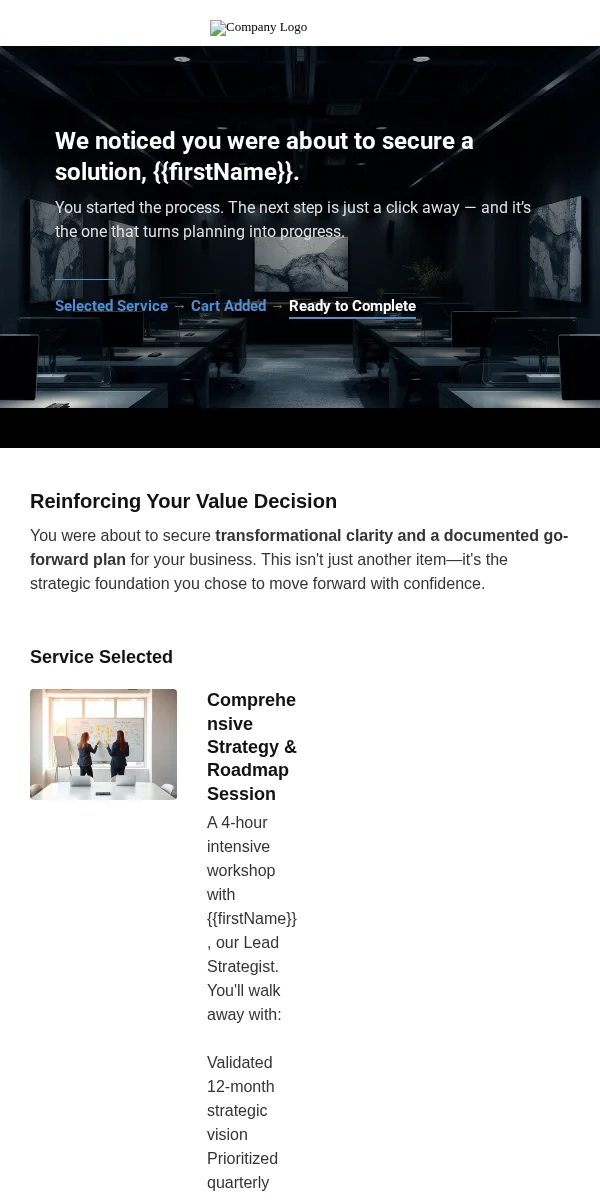 Abandoned Cart Email Template for Professional Services