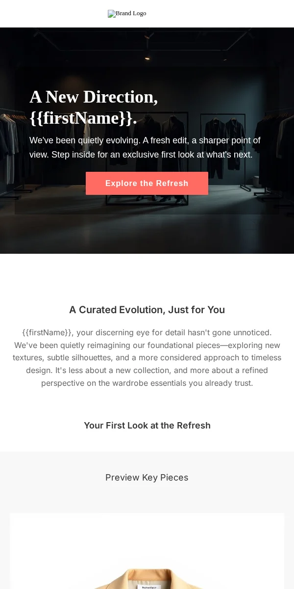 Account Update Email Template for Apparel Fashion