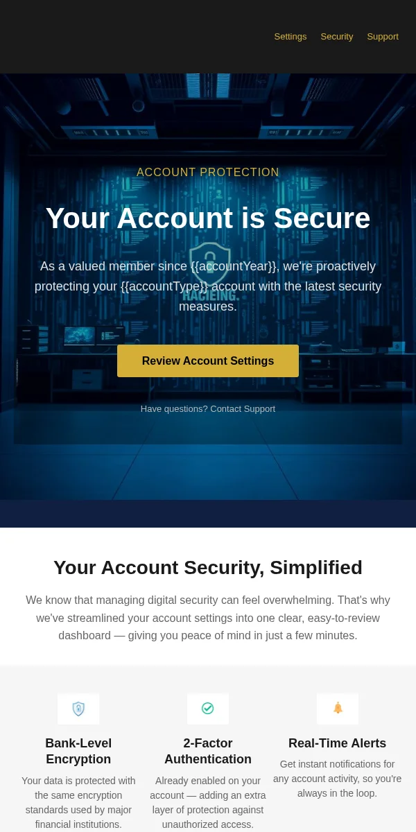 Account Update Email Template for Finance Banking