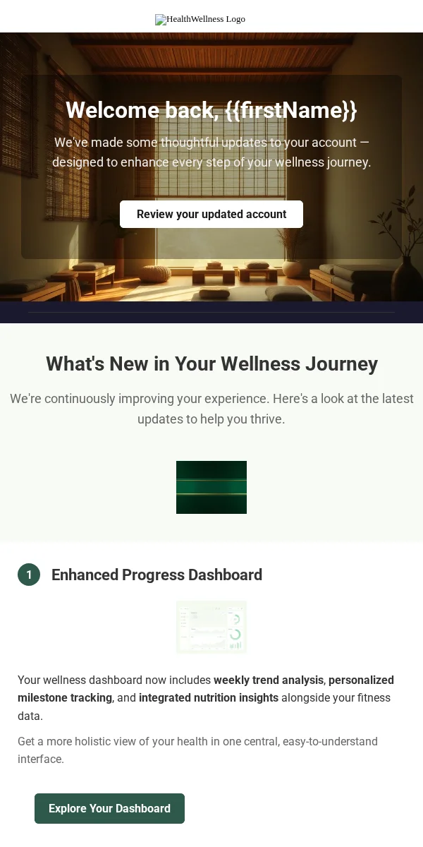 Account Update Email Template for Health Wellness