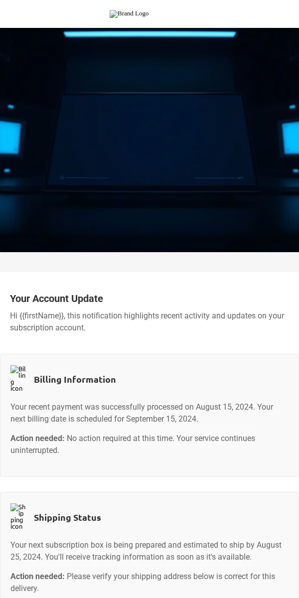 Account Update Email Template for Subscription Boxes