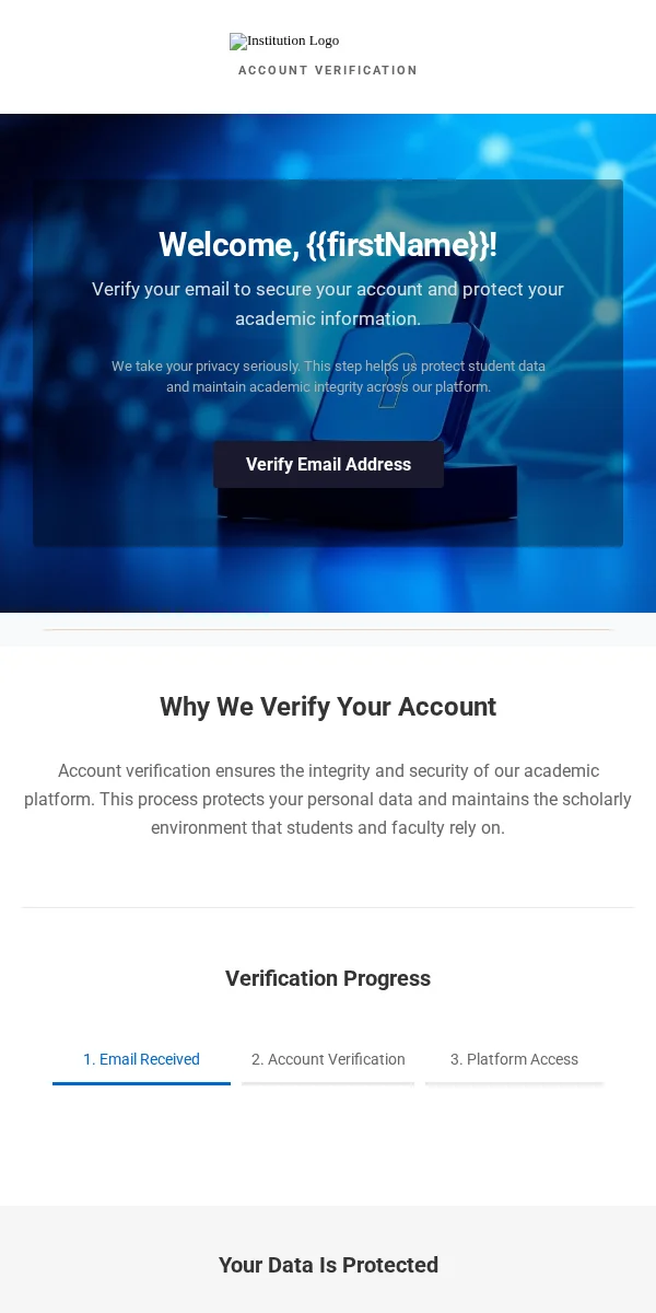 Account Verification Email Template for Education