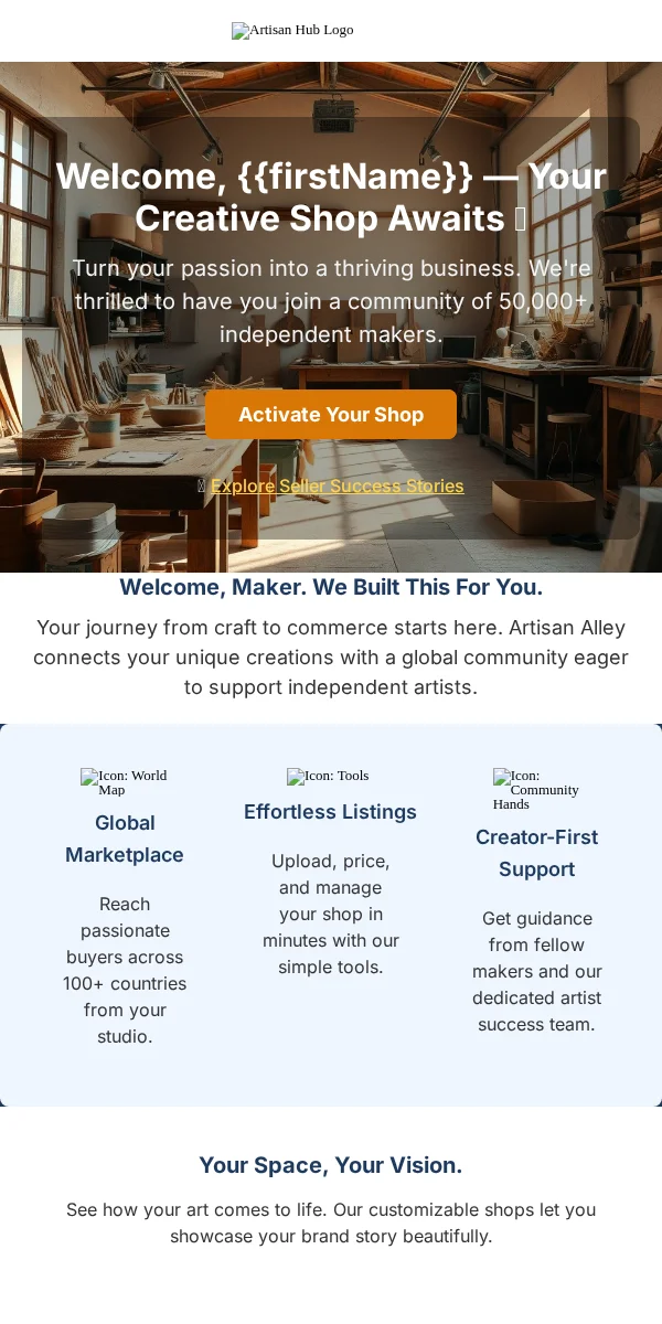 Activation Email Template for Arts Crafts