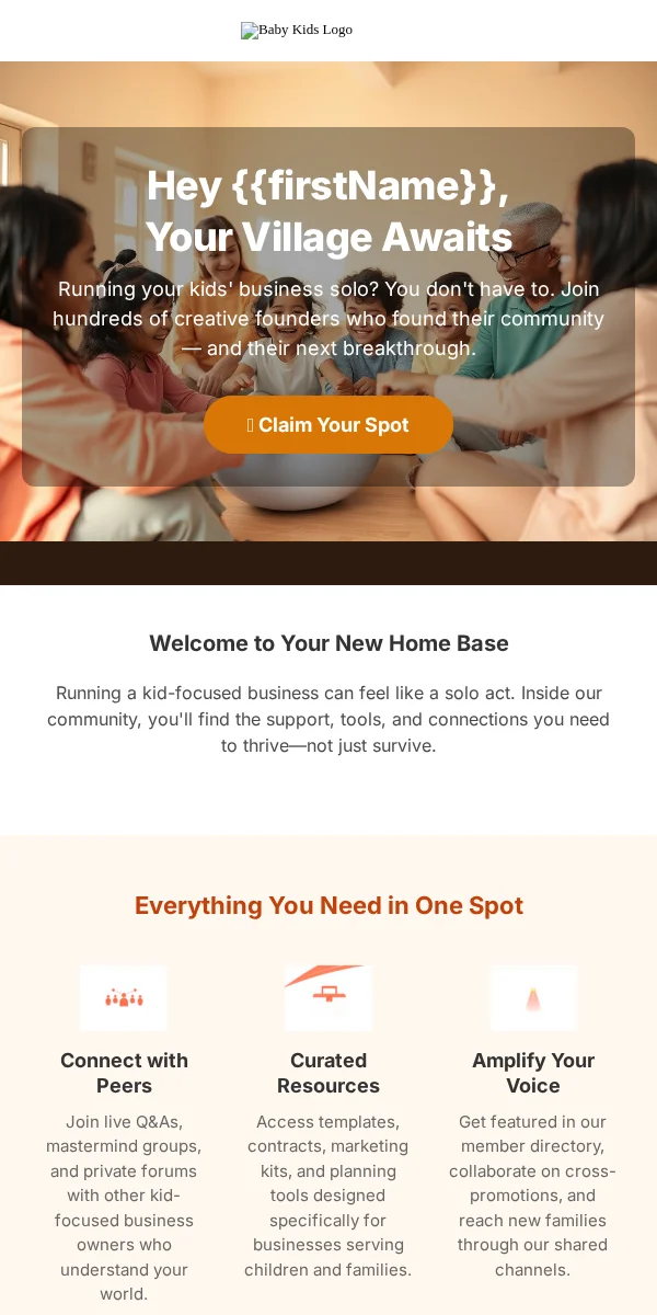 Activation Email Template for Baby Kids
