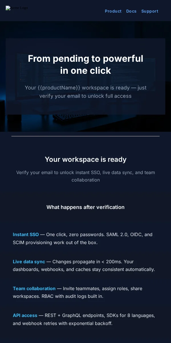 Activation Email Template for Technology