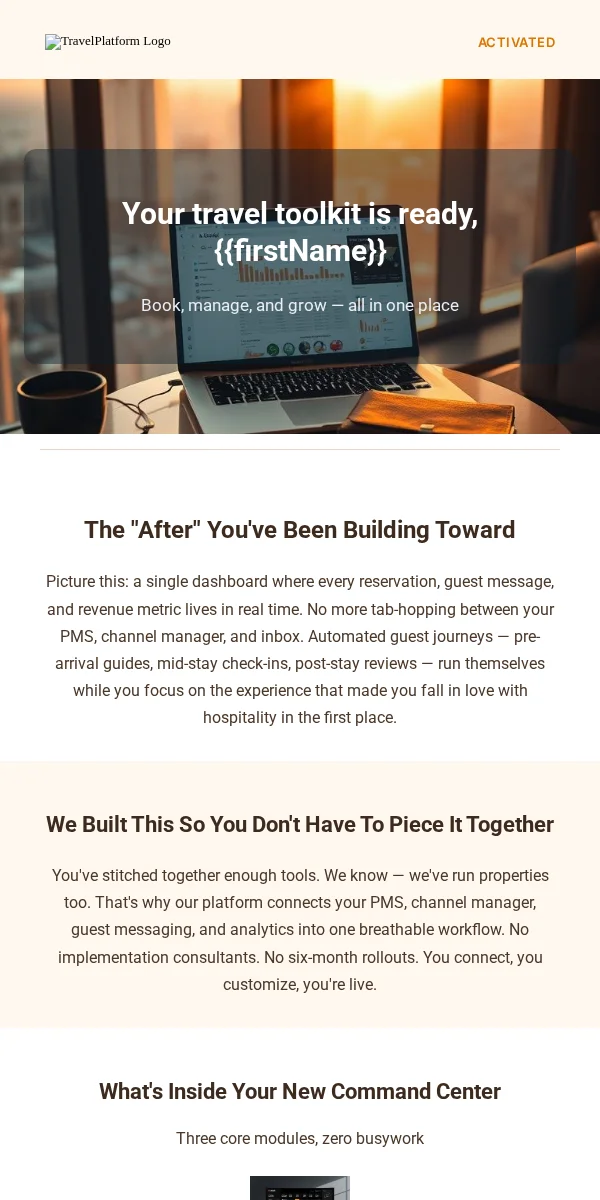 Activation Email Template for Travel Hospitality