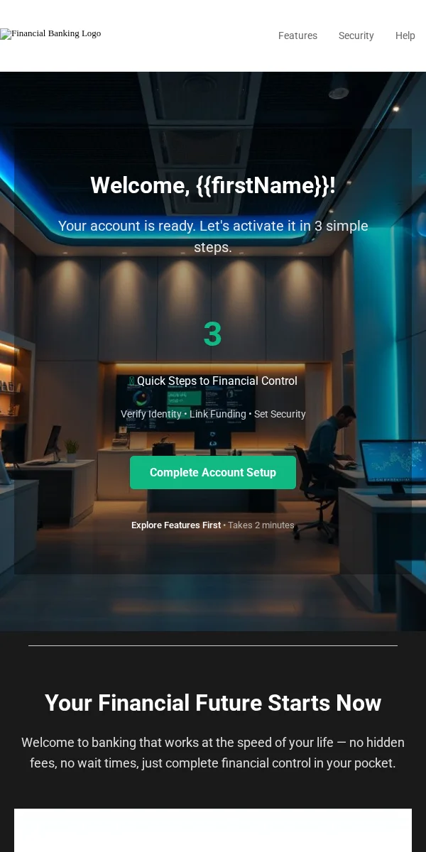 Activation Email Template for Finance Banking