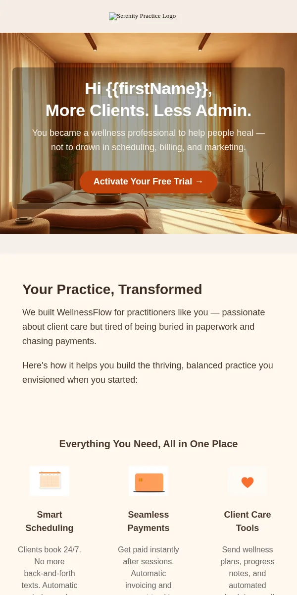 Activation Email Template for Health Wellness