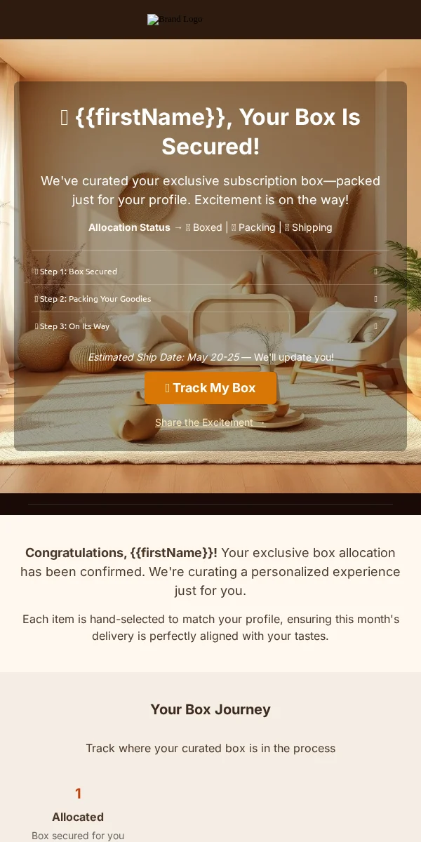 allocation notice email template for subscription boxes