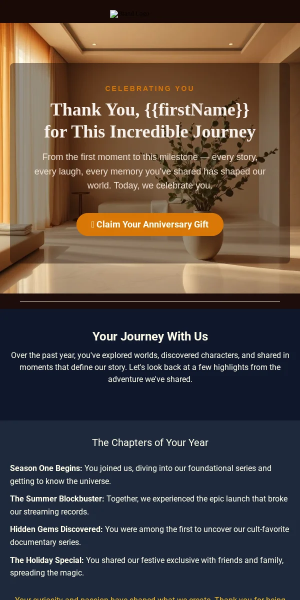 anniversary email template for entertainment