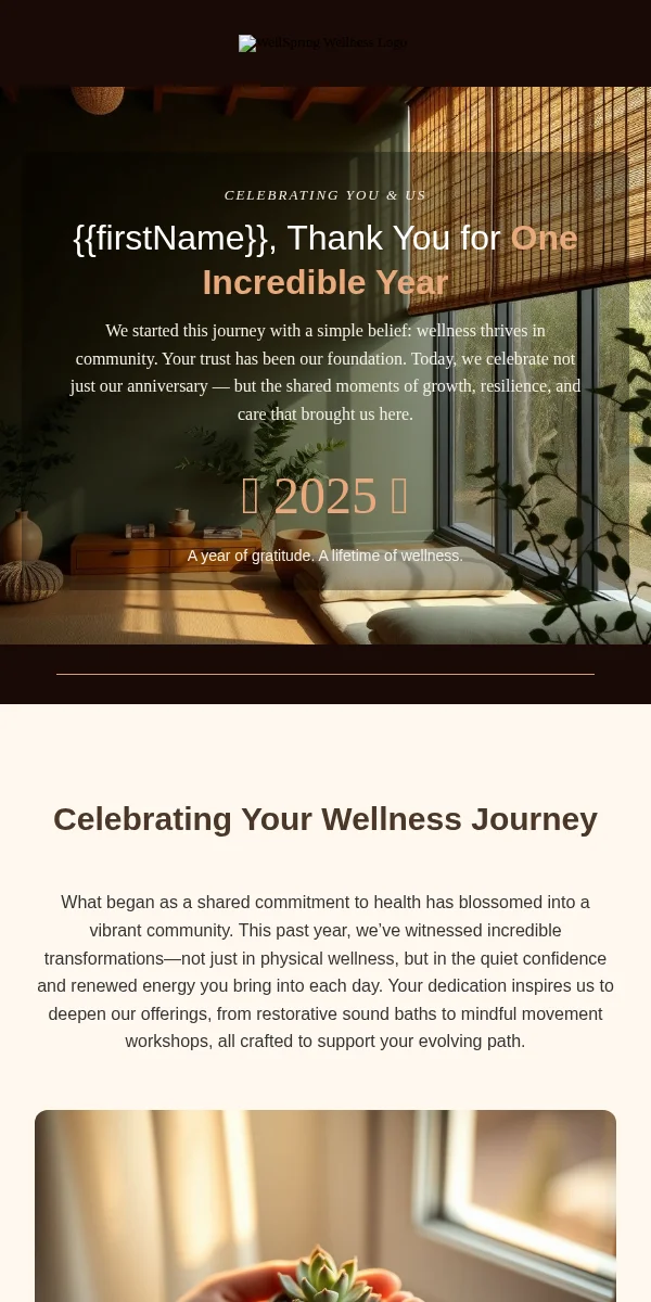 Anniversary Email Template for Health Wellness
