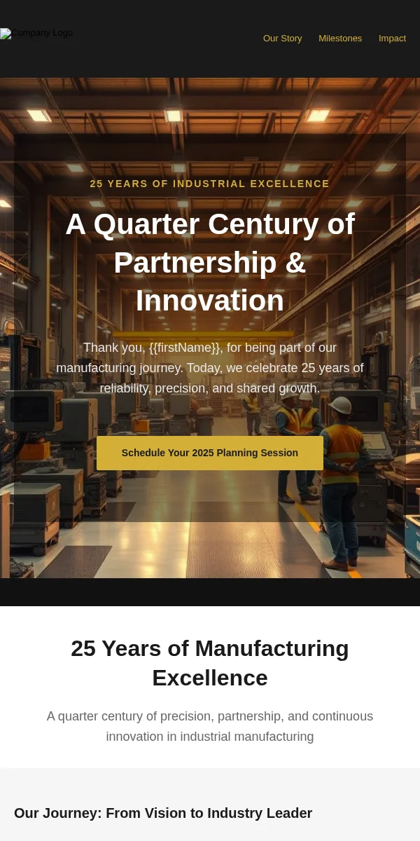Anniversary Email Template for Manufacturing Industrial
