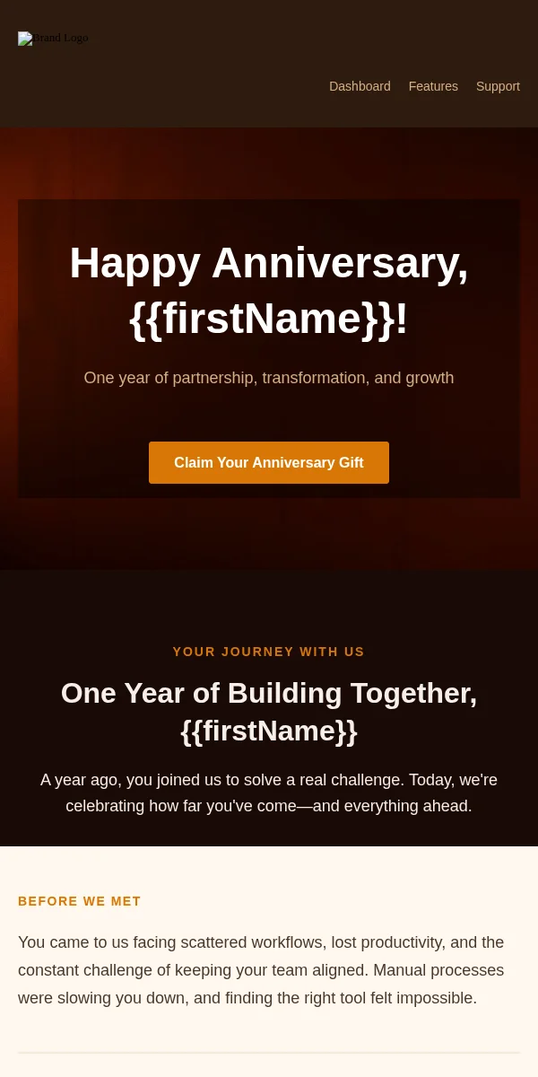 Anniversary Email Template for Saas Software