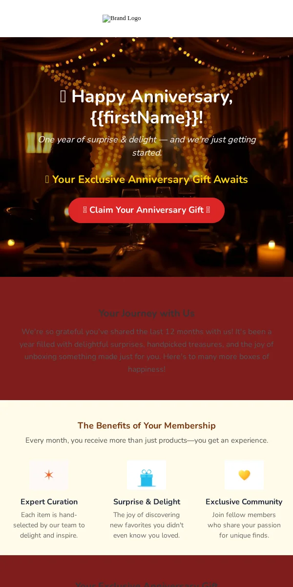 anniversary email template for subscription boxes