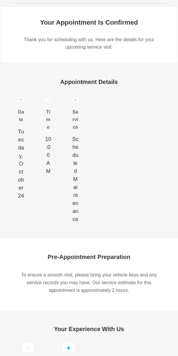 Appointment Reminder Email Template for Automotive