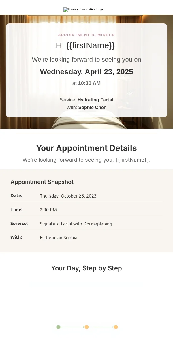 Appointment Reminder Email Template for Beauty Cosmetics