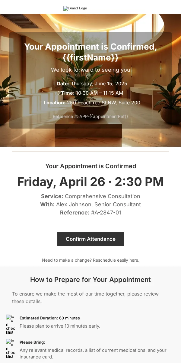 Appointment Reminder Email Template for Ecommerce Retail