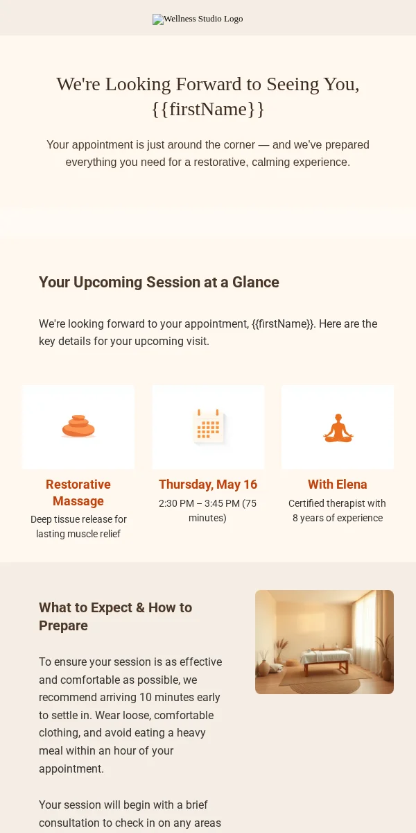 Appointment Reminder Email Template for Health Wellness