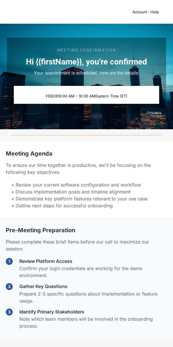 Appointment Reminder Email Template for Saas Software