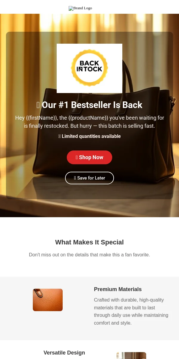 back in stock email template for ecommerce