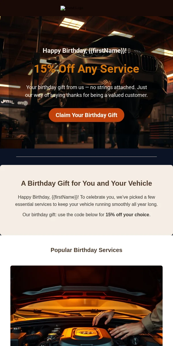 Birthday Email Template for Automotive