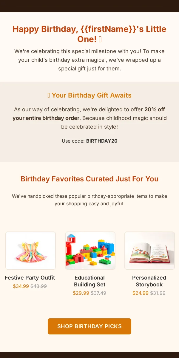 Birthday Email Template for Baby Kids