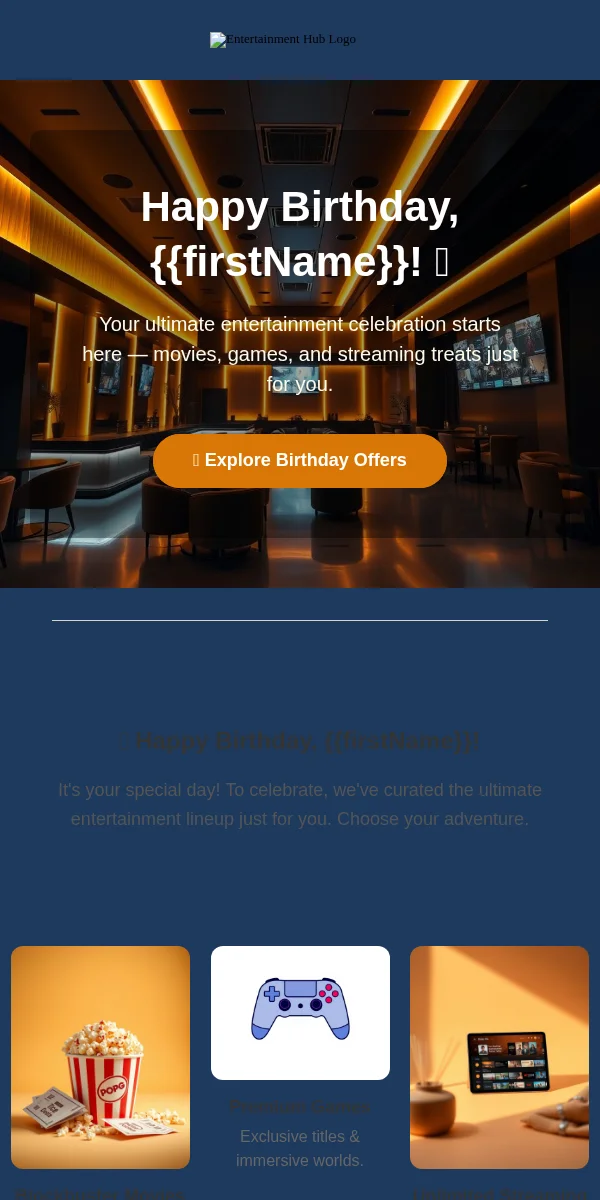 Birthday Email Template for Entertainment Media