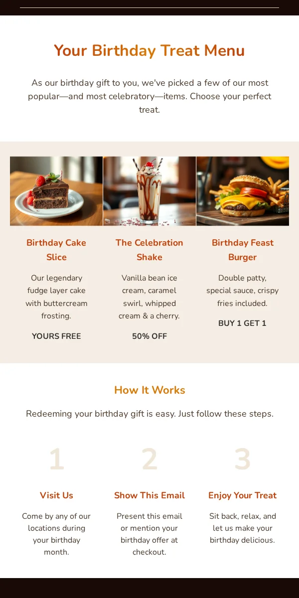 Birthday Email Template for Food Beverage