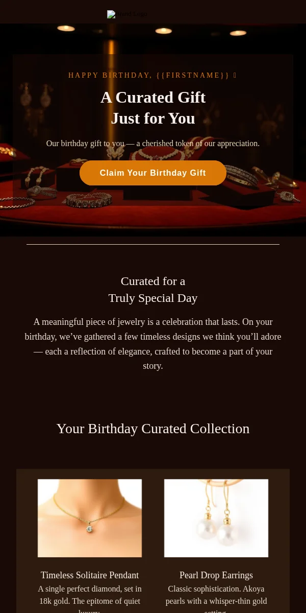 Birthday Email Template for Jewelry Accessories