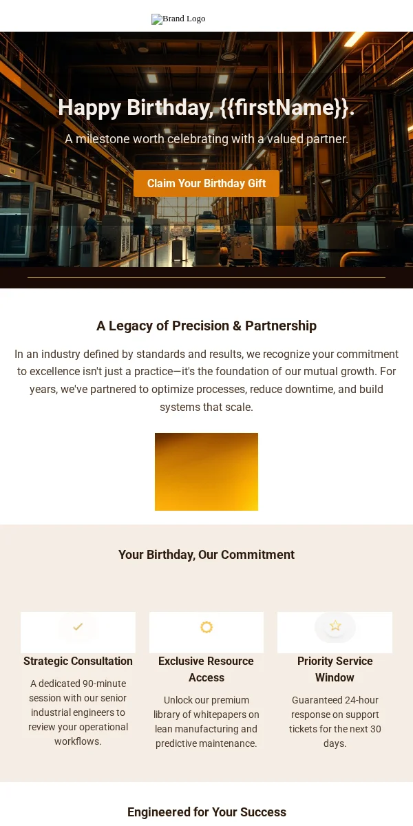 Birthday Email Template for Manufacturing Industrial