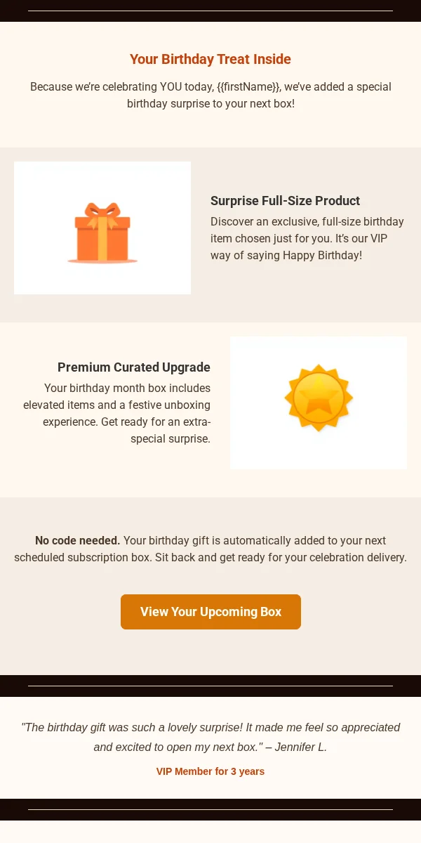 Birthday Email Template for Subscription Boxes