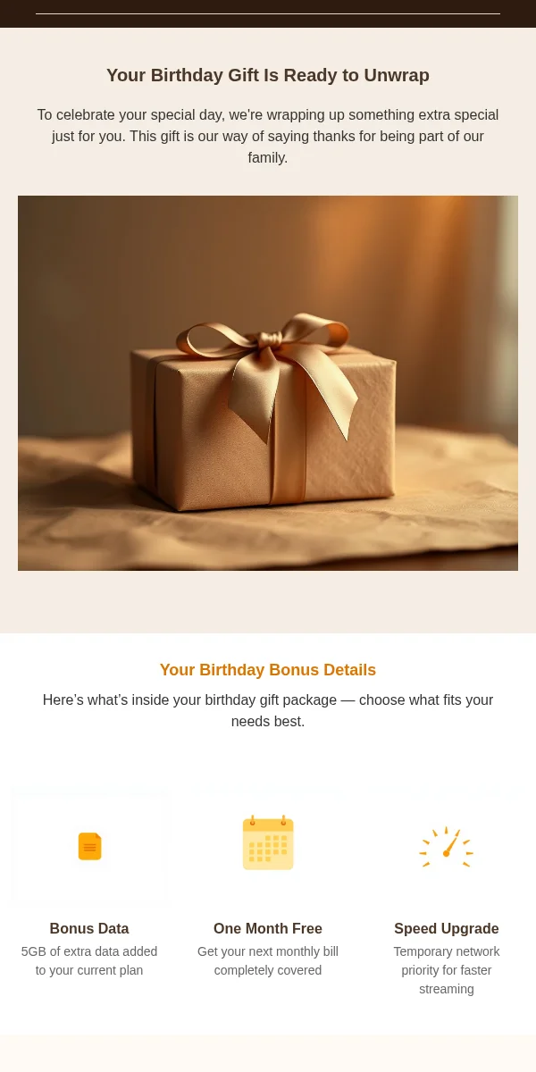 Birthday Email Template for Telecommunications