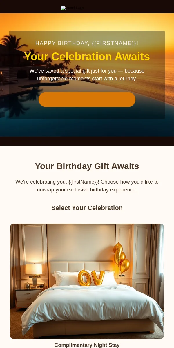 Birthday Email Template for Travel Hospitality