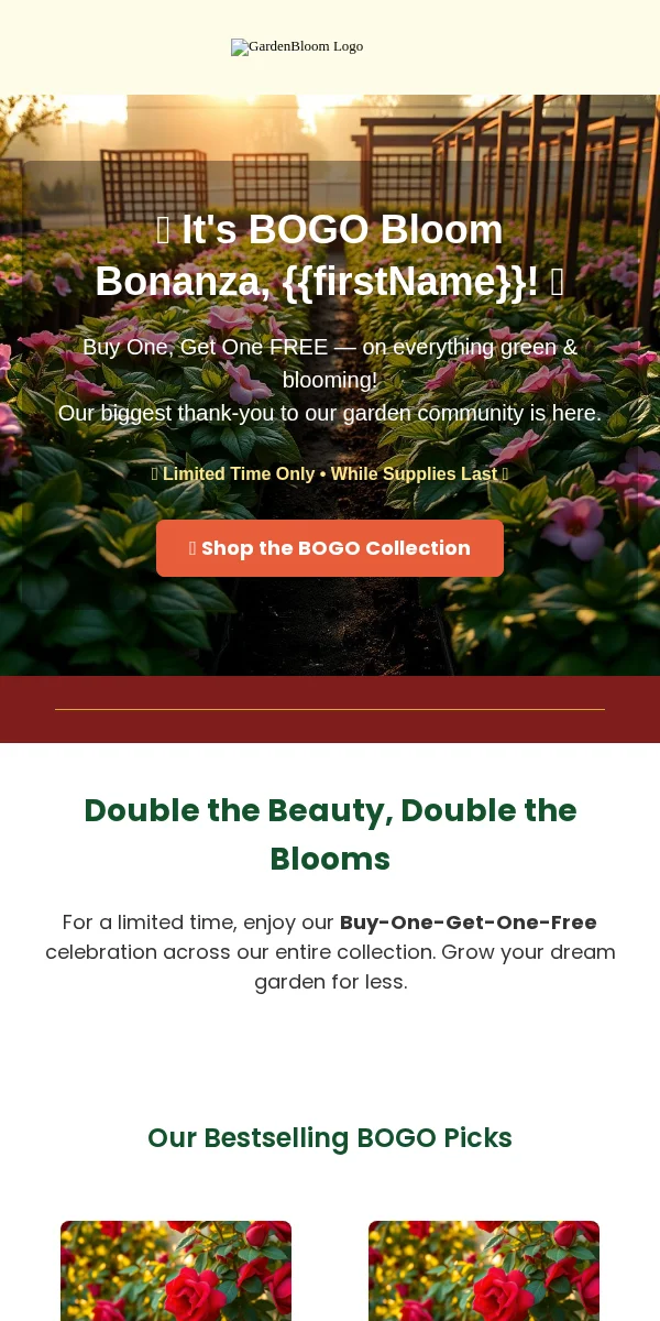 Bogo Offer Email Template for Home Garden