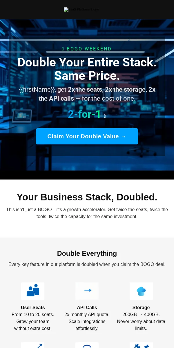 Bogo Offer Email Template for Saas Software