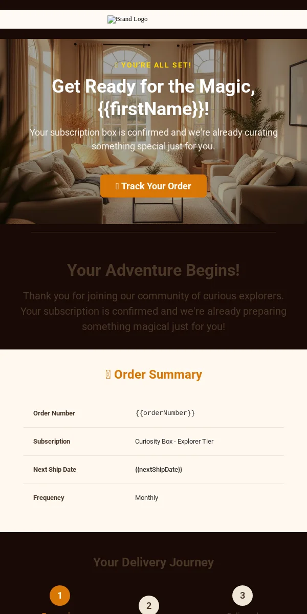 Booking Confirmation Email Template for Subscription Boxes