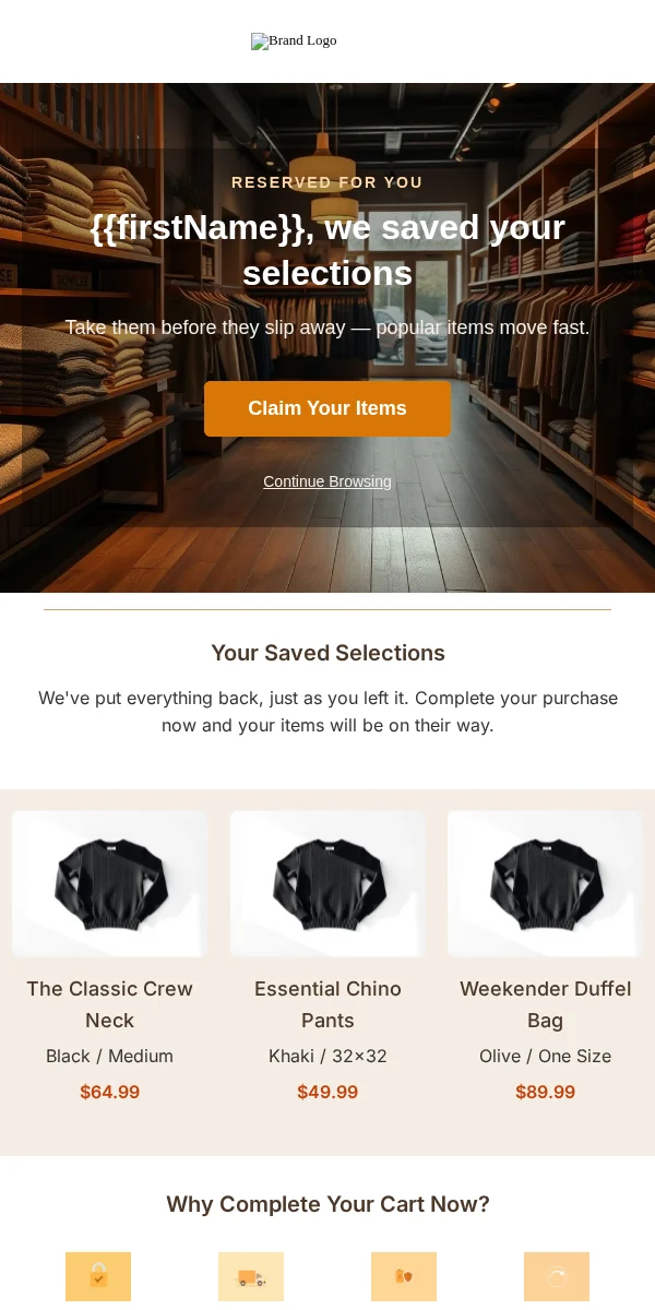 Browse Abandonment Email Template for Ecommerce Retail