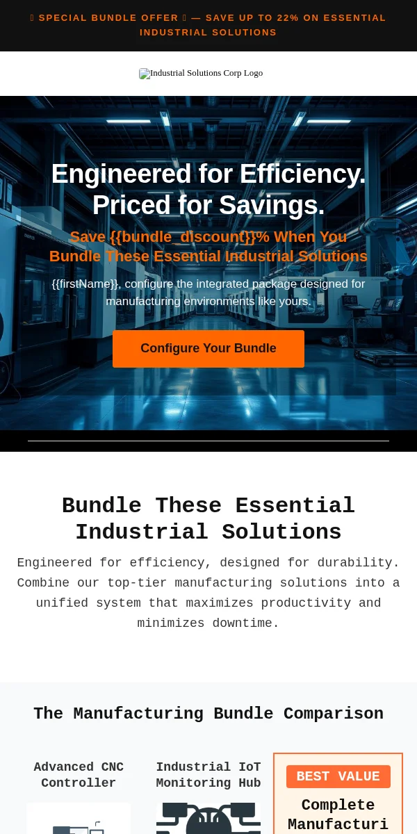 Bundle Deal Email Template for Manufacturing Industrial