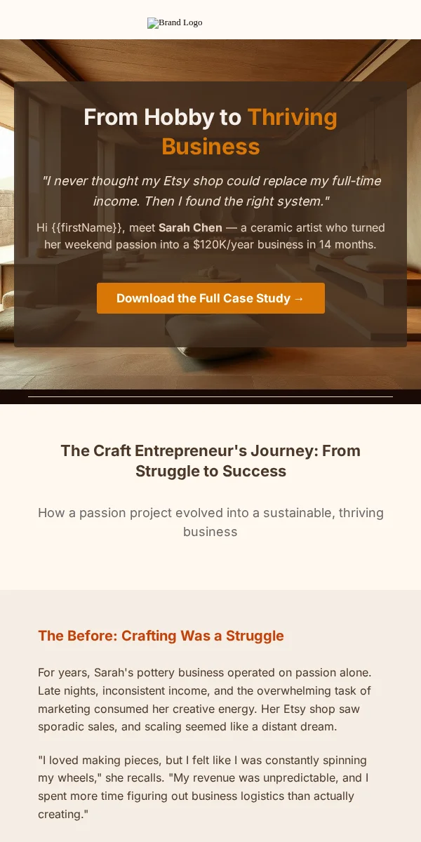case study email template for arts & crafts