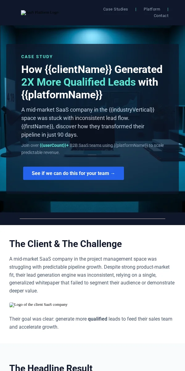 case study email template for SaaS companies