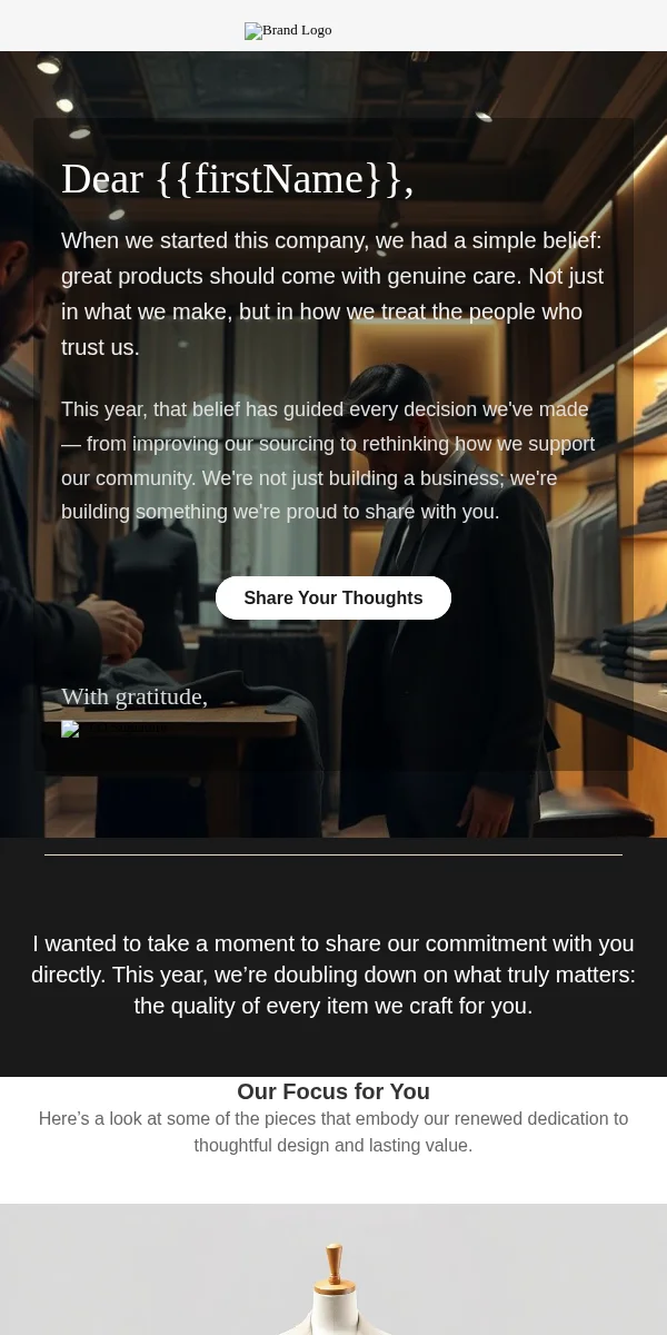 Ceo Letter Email Template for Ecommerce Retail