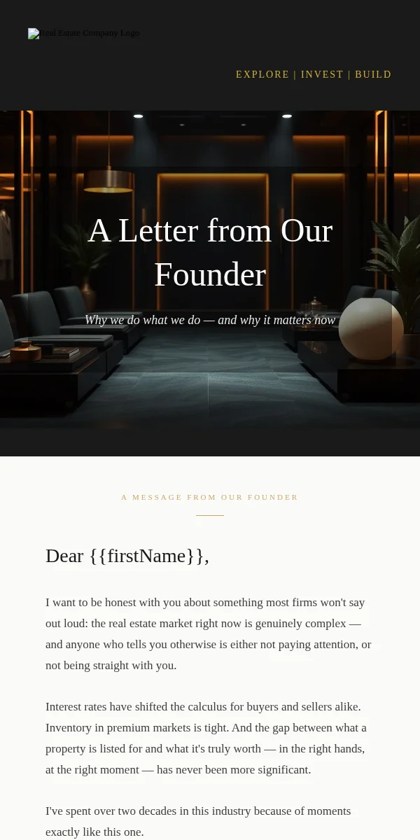 Ceo Letter Email Template for Real Estate
