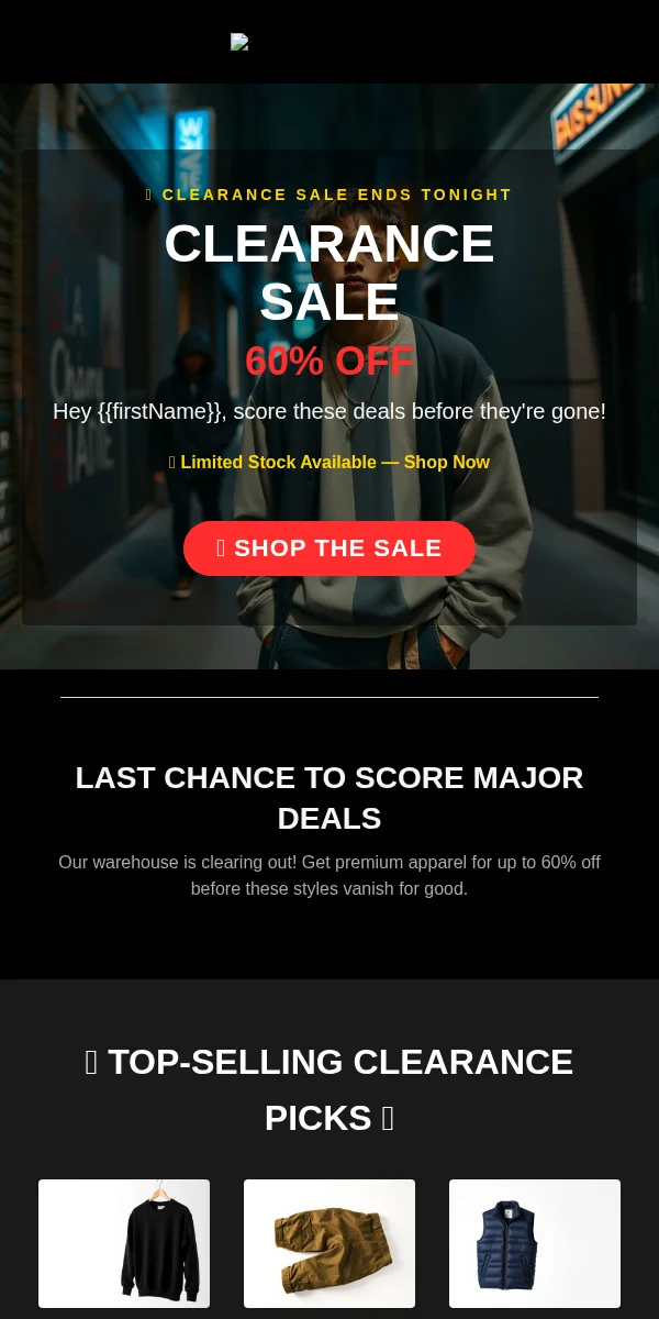 clearance sale email template for fashion brands