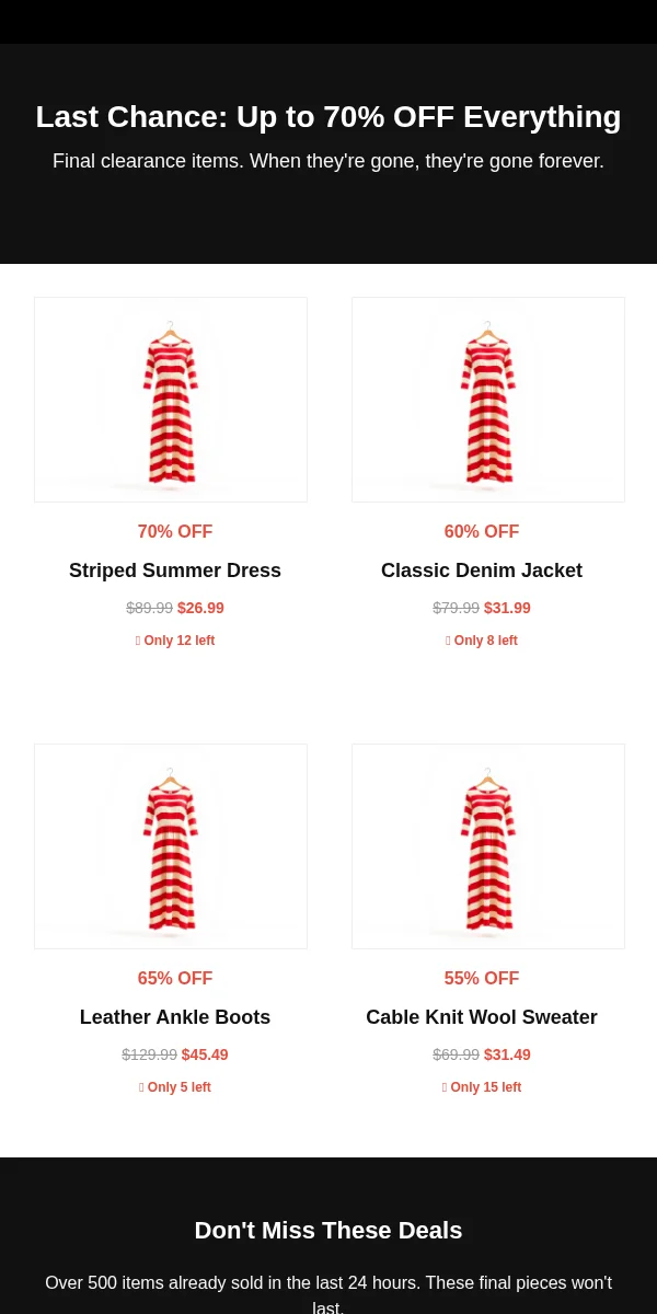 clearance sale email template for ecommerce
